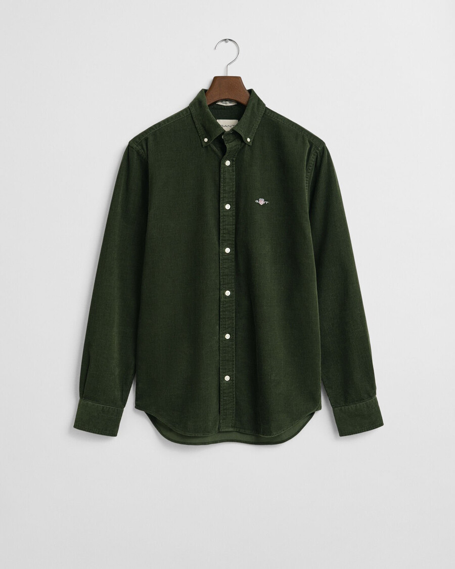camicia in velluto a coste di cotone vestibilità regolare - verde campagna