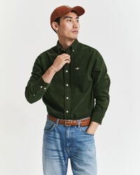 camicia in velluto a coste di cotone vestibilità regolare - verde campagna