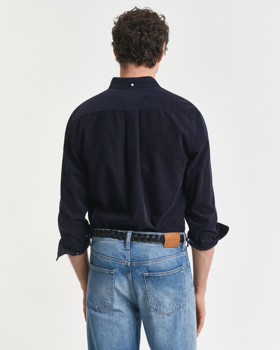 camicia in velluto a coste di cotone vestibilità regolare - blu sera