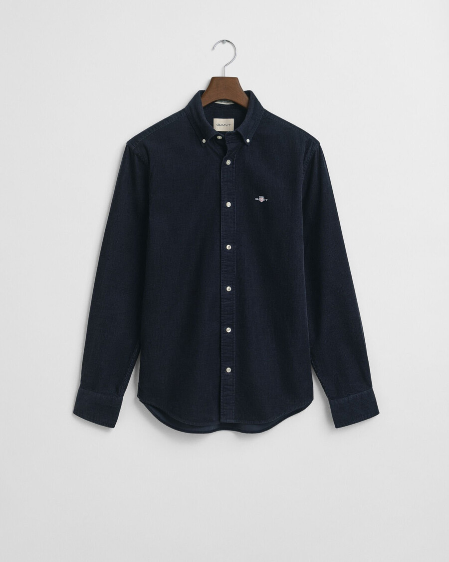 camicia in velluto a coste di cotone vestibilità regolare - blu sera
