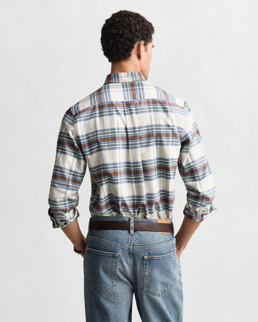 camicia oxford a quadri classica vestibilità regolare - verde bosco
