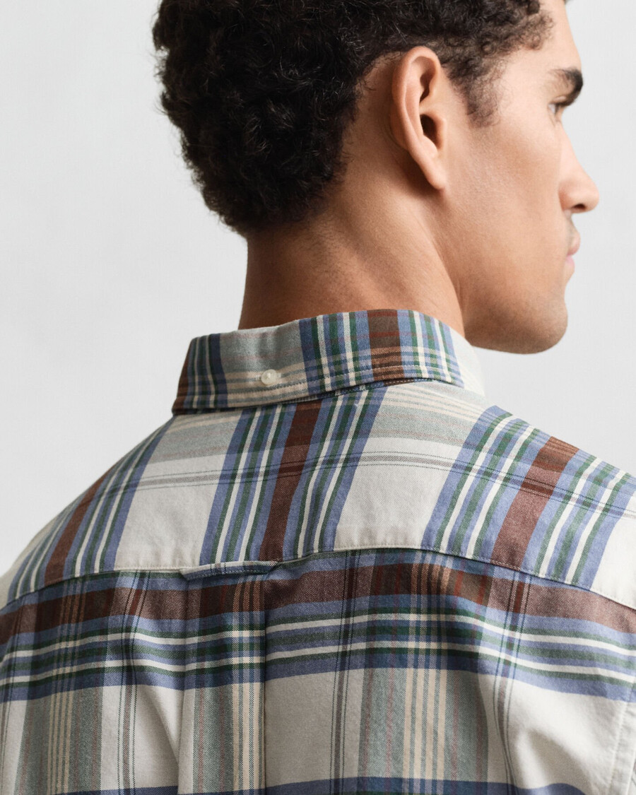 camicia oxford a quadri classica vestibilità regolare - verde bosco