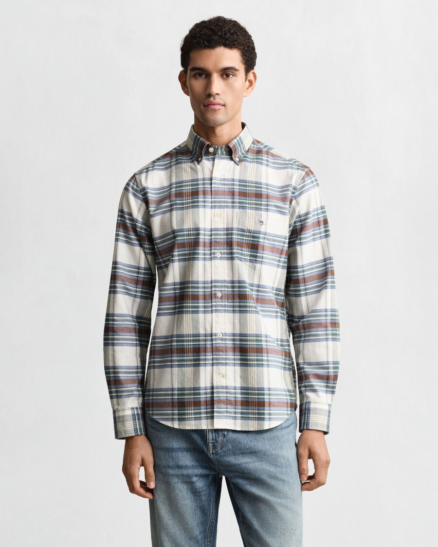 camicia oxford a quadri classica vestibilità regolare - verde bosco