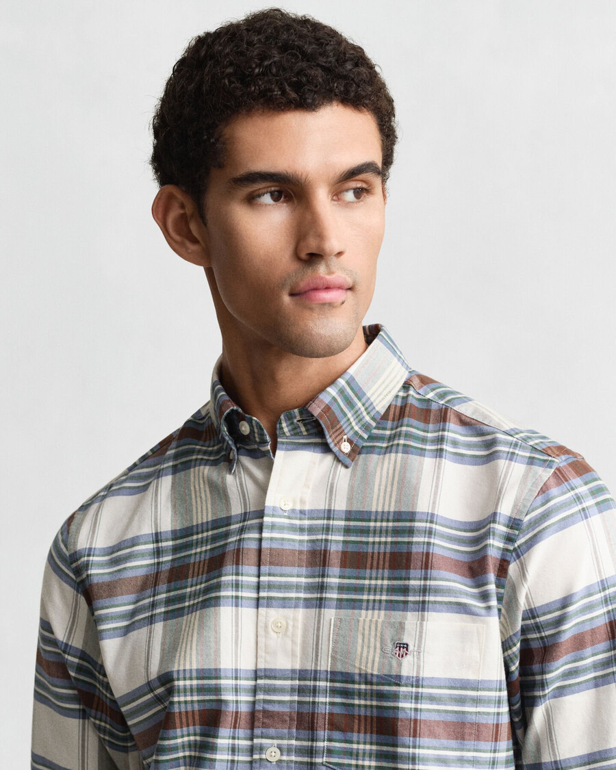 camicia oxford a quadri classica vestibilità regolare - verde bosco