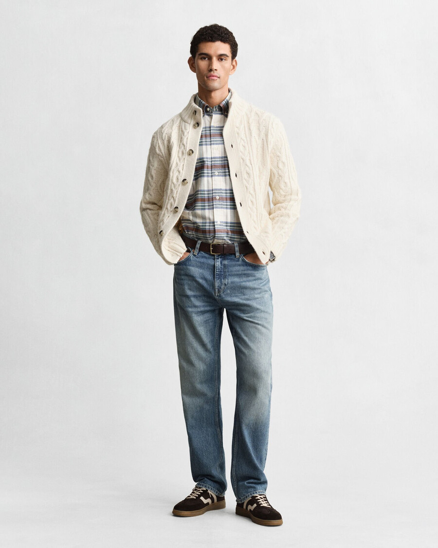 camicia oxford a quadri classica vestibilità regolare - verde bosco