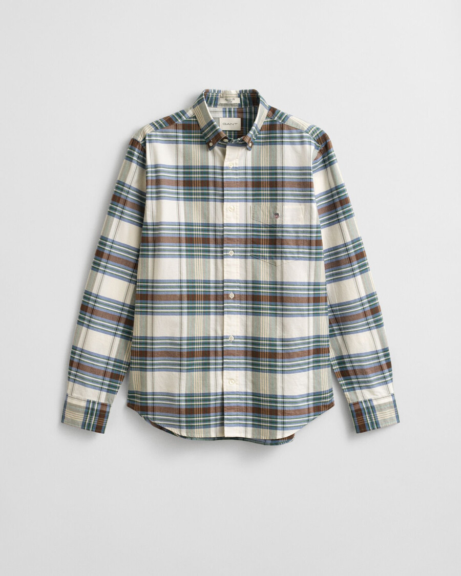 camicia oxford a quadri classica vestibilità regolare - verde bosco