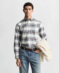 camicia oxford a quadri classica vestibilità regolare - verde bosco