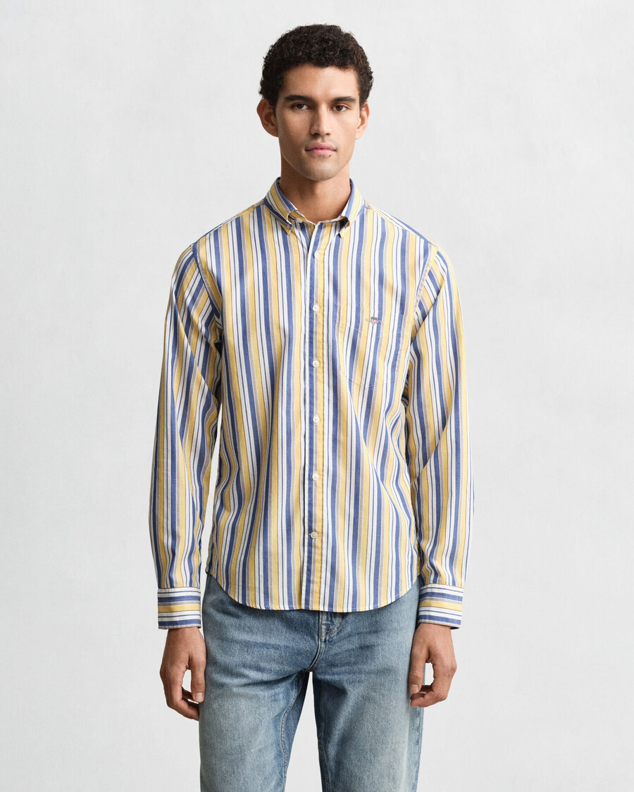 camicia in popeline a righe vestibilità regolare - tramonto sbiadito