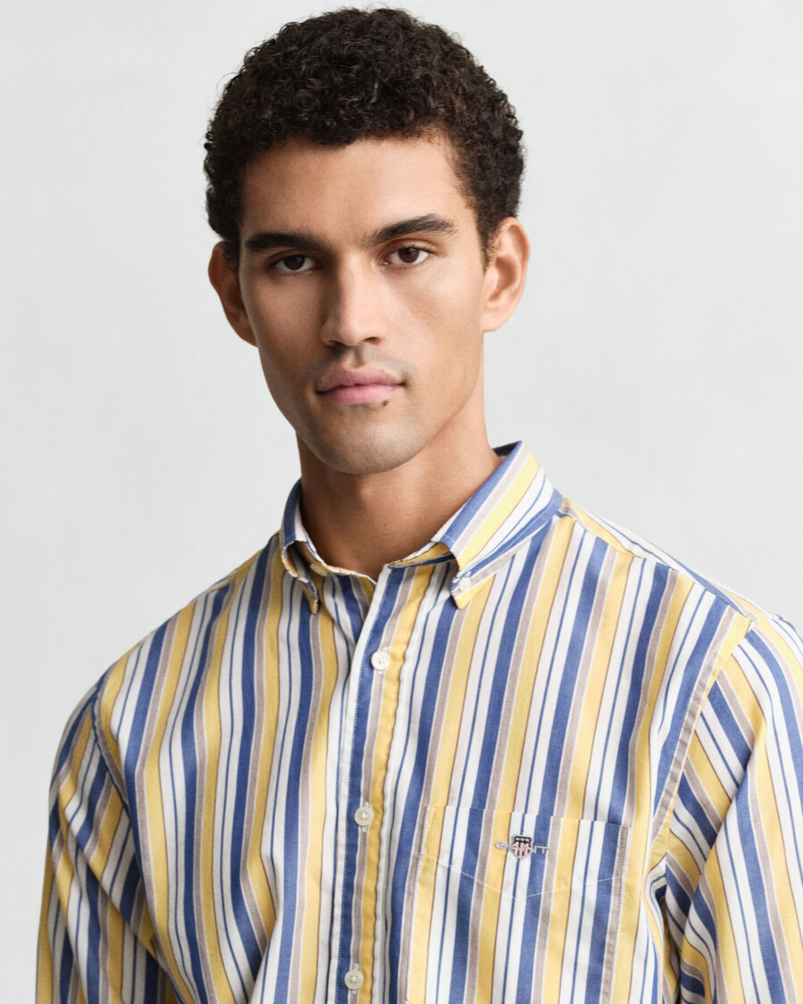camicia in popeline a righe vestibilità regolare - tramonto sbiadito