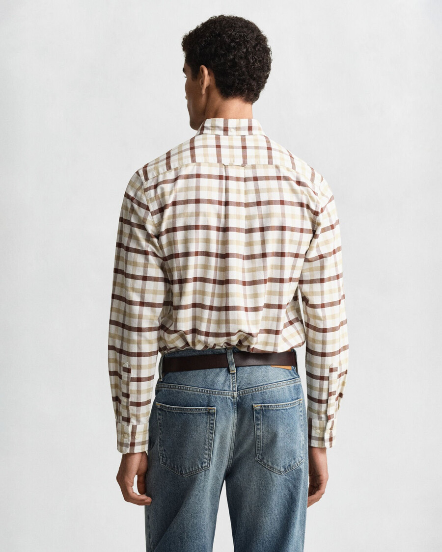 camicia oxford a quadri vestibilità regolare - marrone mogano