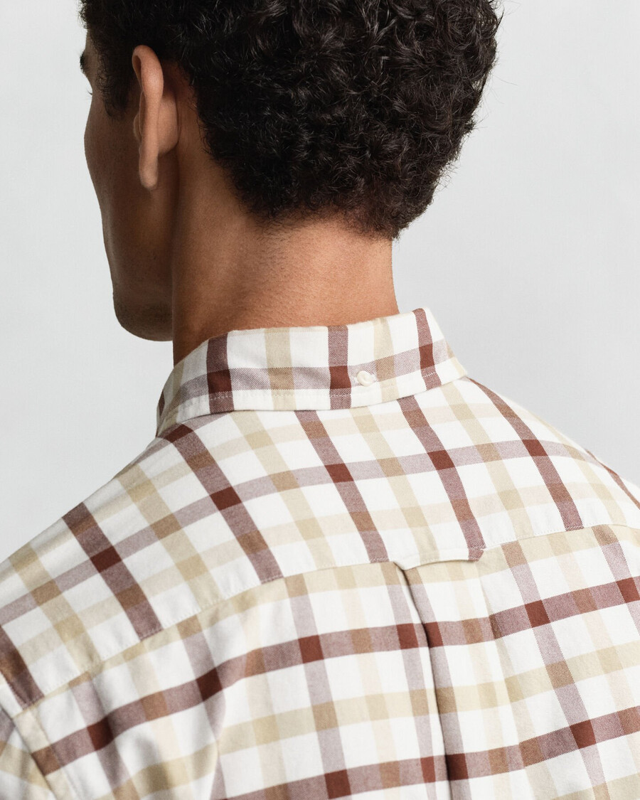camicia oxford a quadri vestibilità regolare - marrone mogano