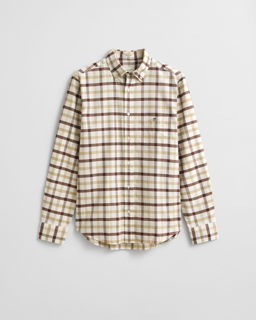 camicia oxford a quadri vestibilità regolare - marrone mogano