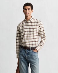 camicia oxford a quadri vestibilità regolare - marrone mogano