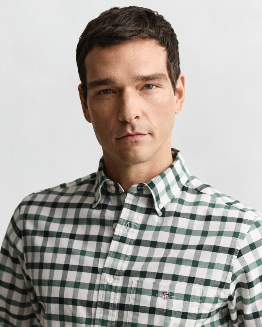 camicia oxford a quadri vestibilità regolare - verde bosco