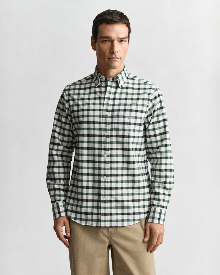 camicia oxford a quadri vestibilità regolare - verde bosco