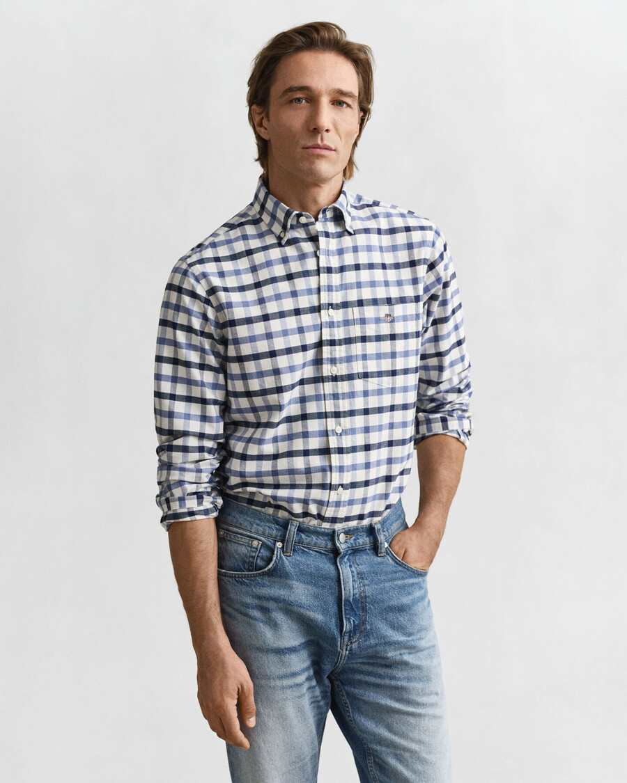 camicia oxford a quadri vestibilità regolare - denim sbiadito