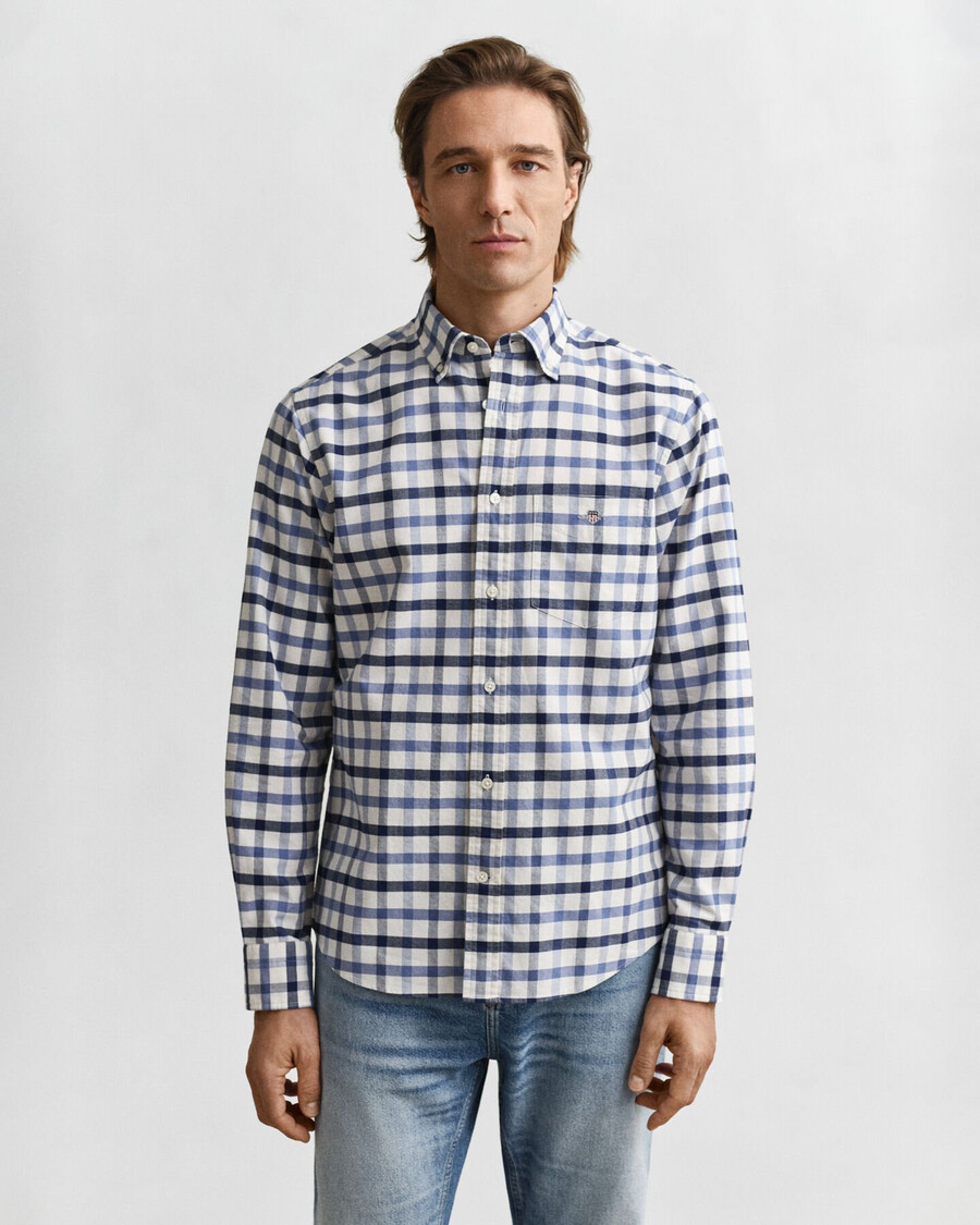 camicia oxford a quadri vestibilità regolare - denim sbiadito