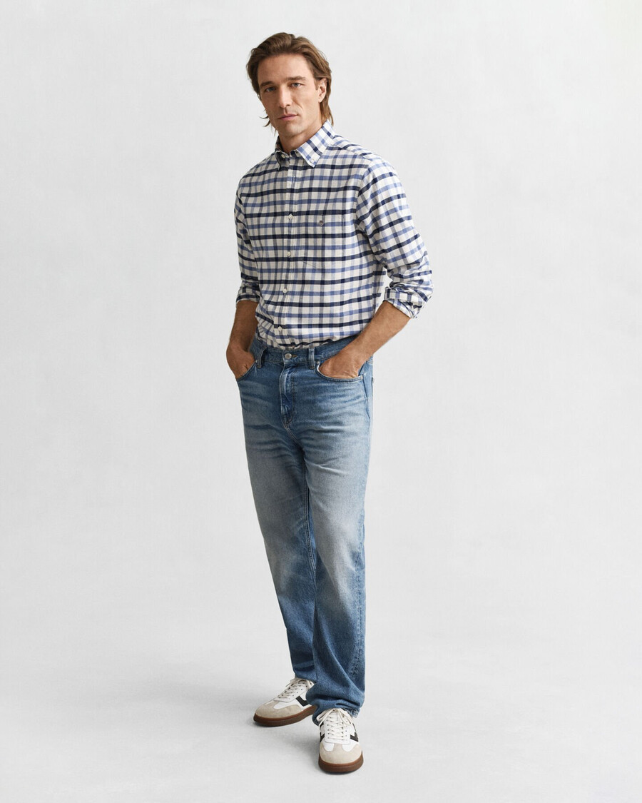 camicia oxford a quadri vestibilità regolare - denim sbiadito