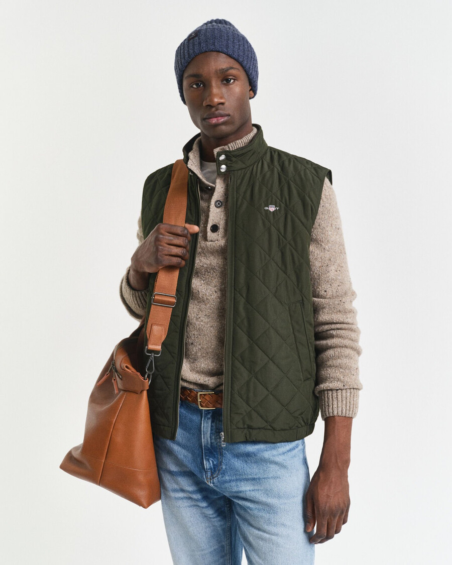 gilet trapuntato antivento - verde muschio scuro