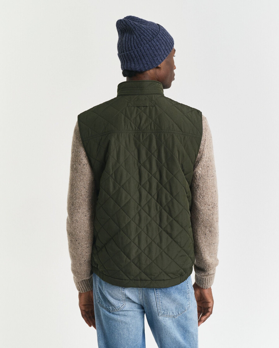 gilet trapuntato antivento - verde muschio scuro
