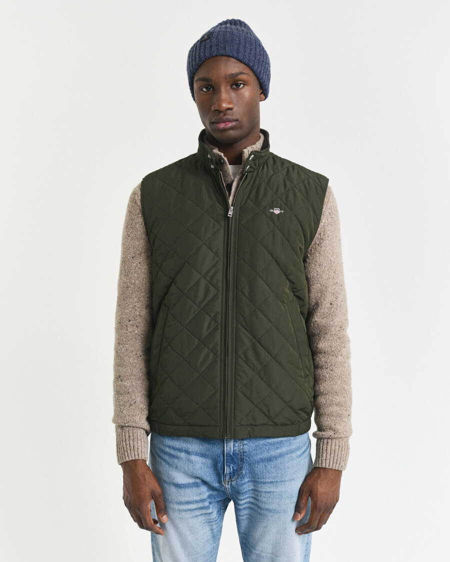gilet trapuntato antivento - verde muschio scuro