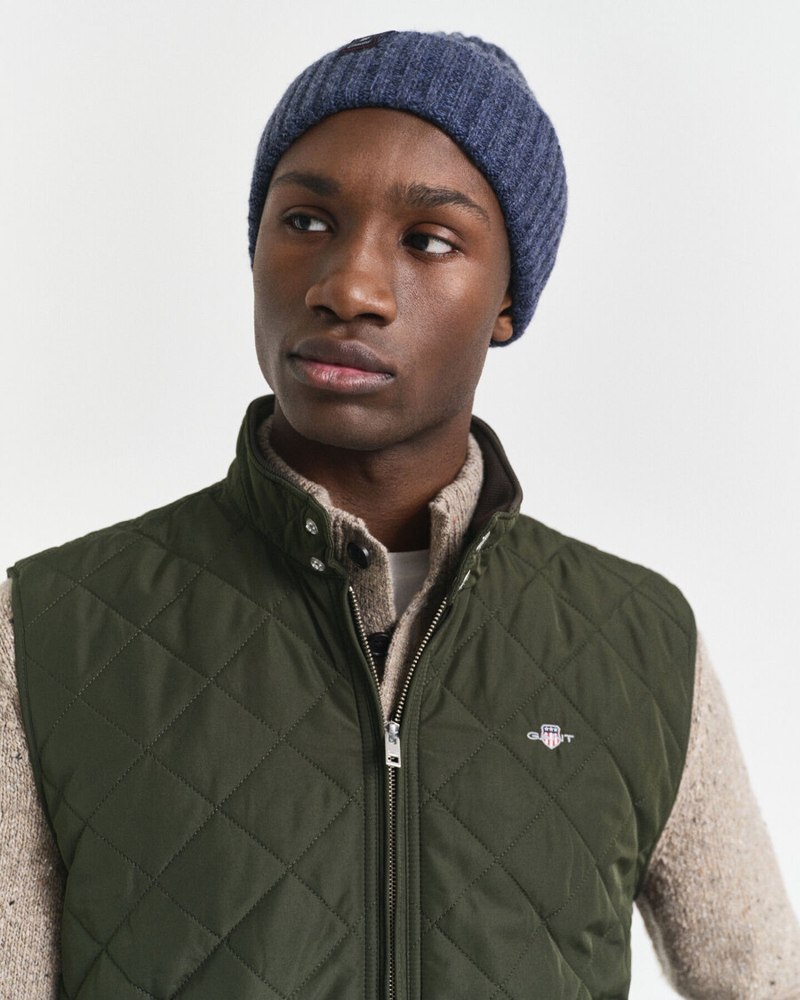 gilet trapuntato antivento - verde muschio scuro