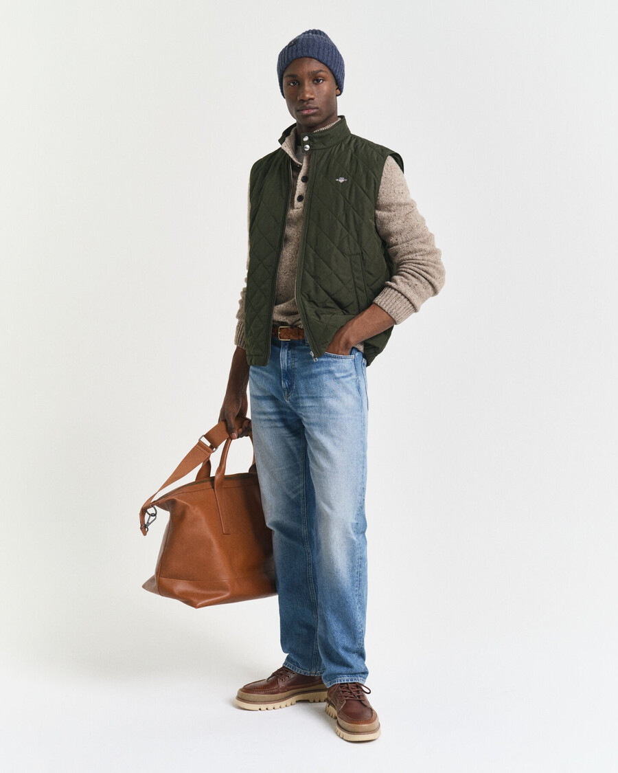 gilet trapuntato antivento - verde muschio scuro