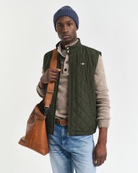 gilet trapuntato antivento - verde muschio scuro