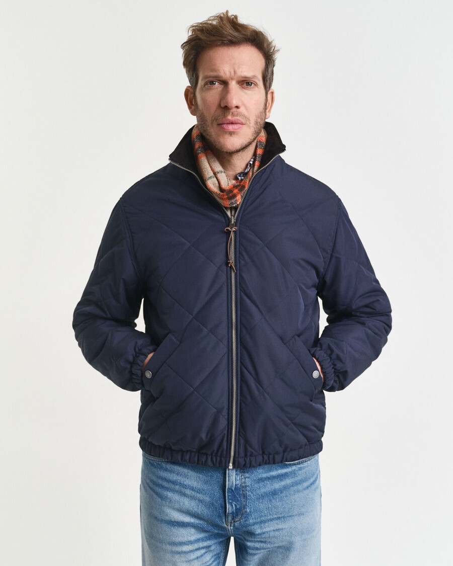 giacca reversibile con collo alto - blu sera