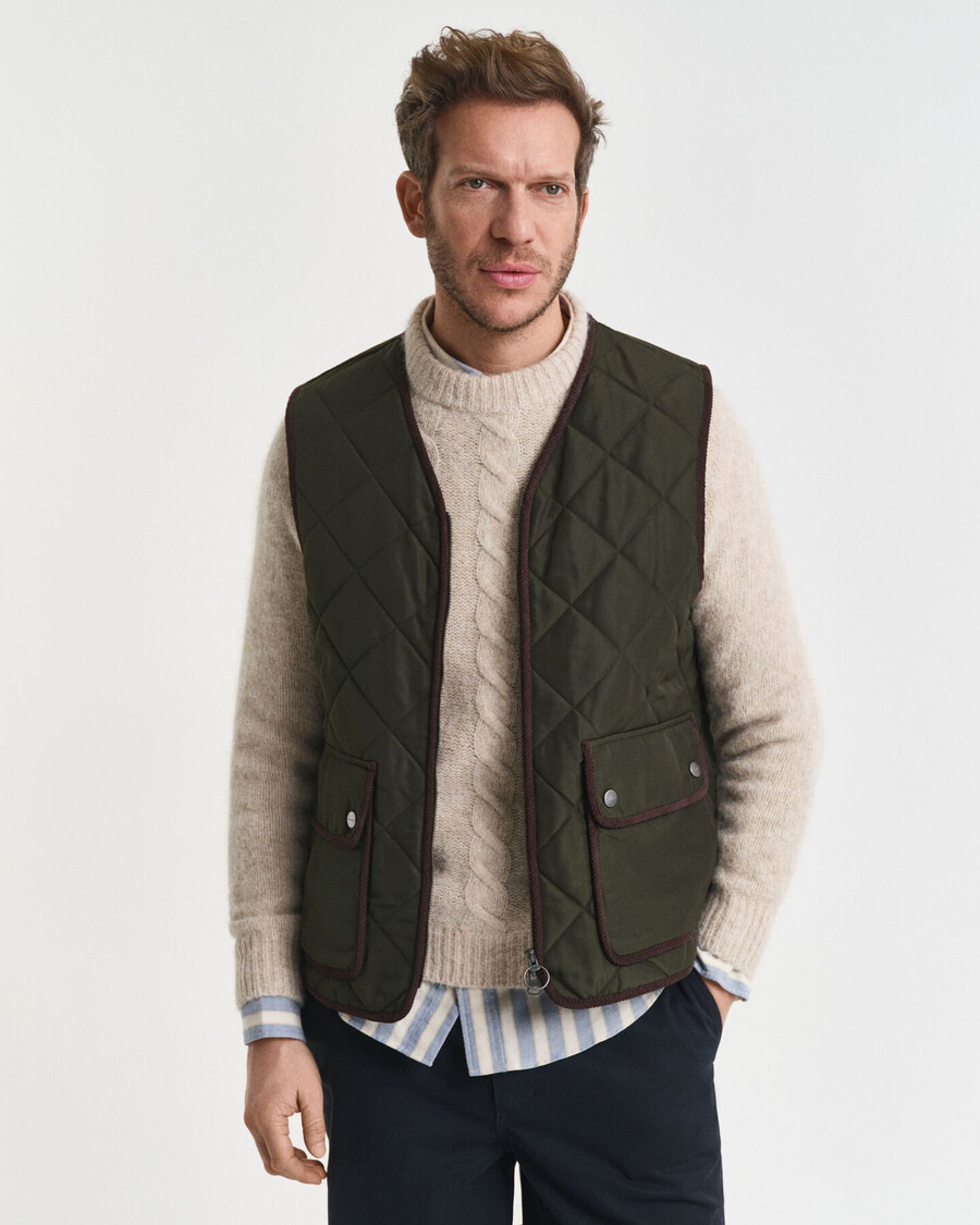 gilet trapuntato - verde muschio scuro