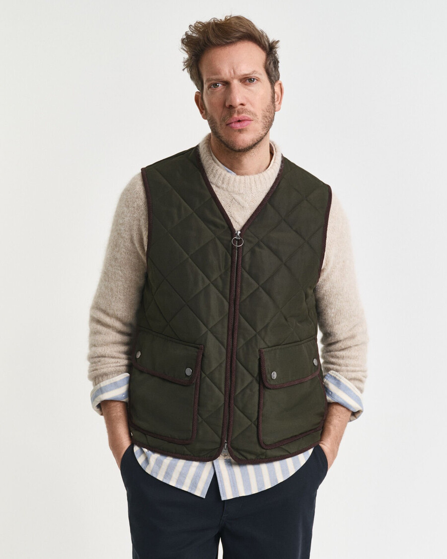 gilet trapuntato - verde muschio scuro