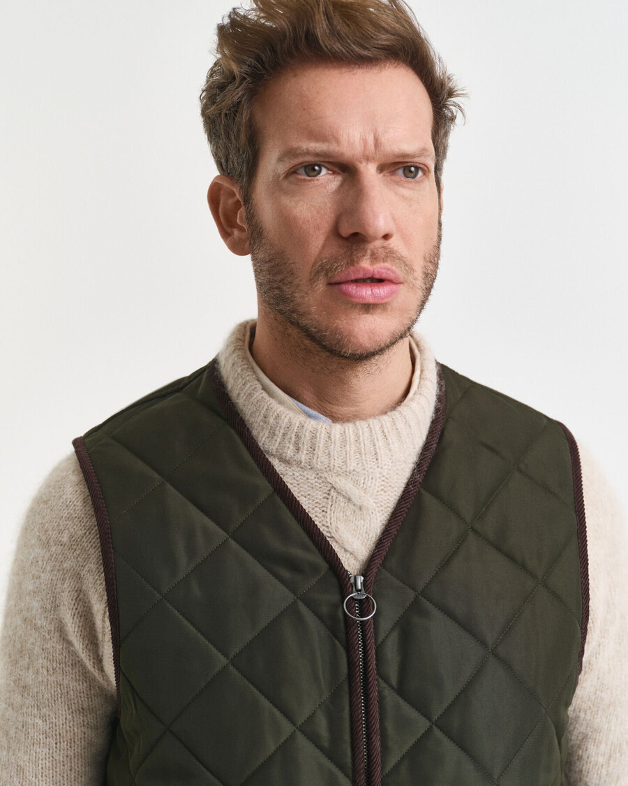 gilet trapuntato - verde muschio scuro