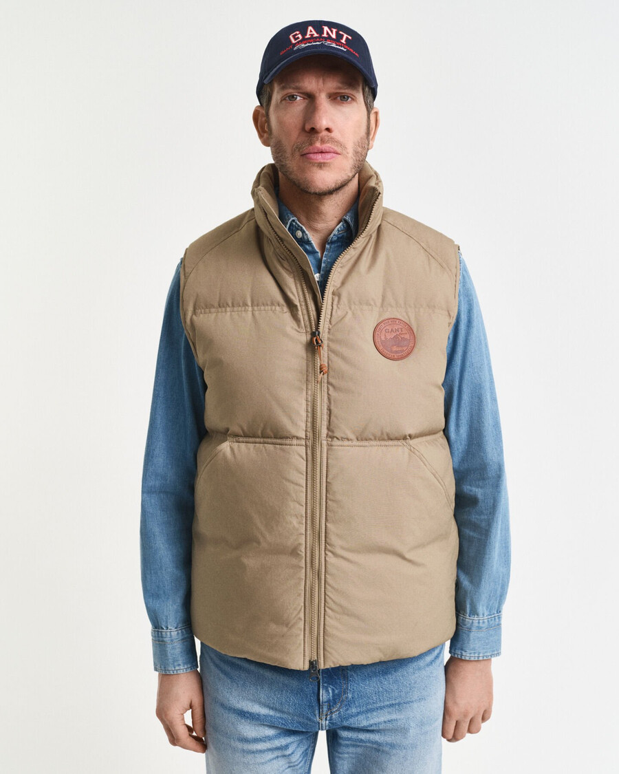 gilet imbottito in cotone medio - talpa chiaro