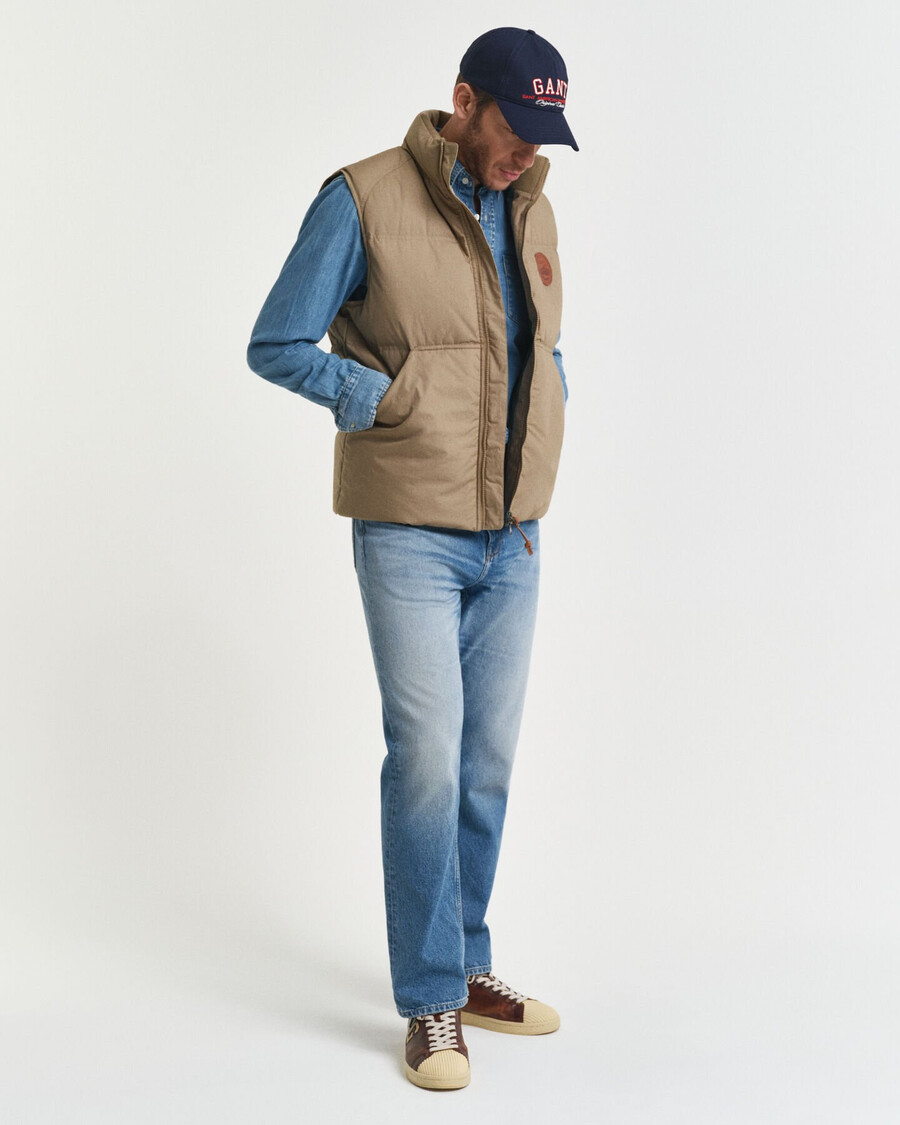 gilet imbottito in cotone medio - talpa chiaro