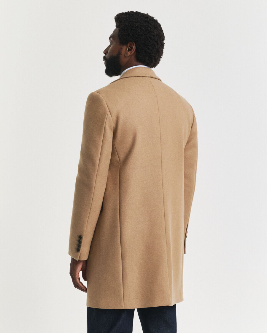 cappotto classico in lana - beige senape