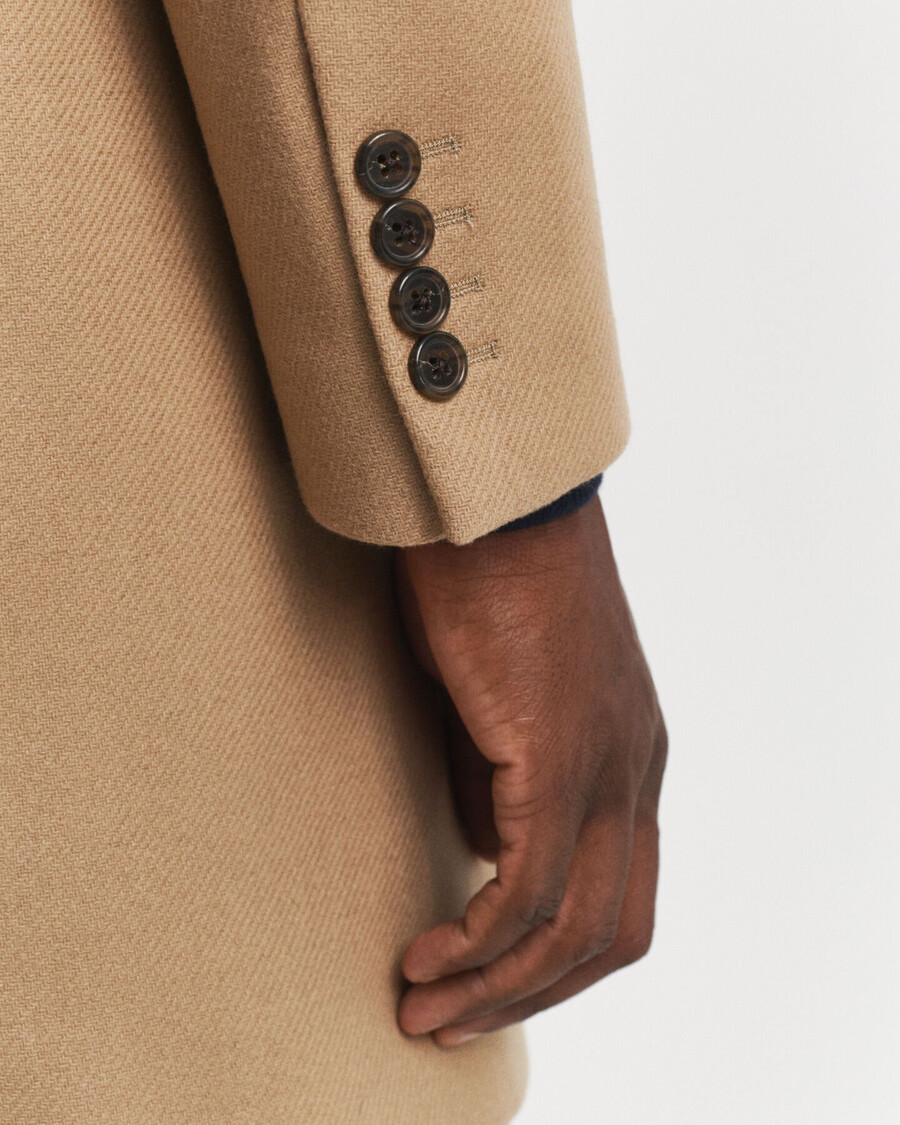 cappotto classico in lana - beige senape