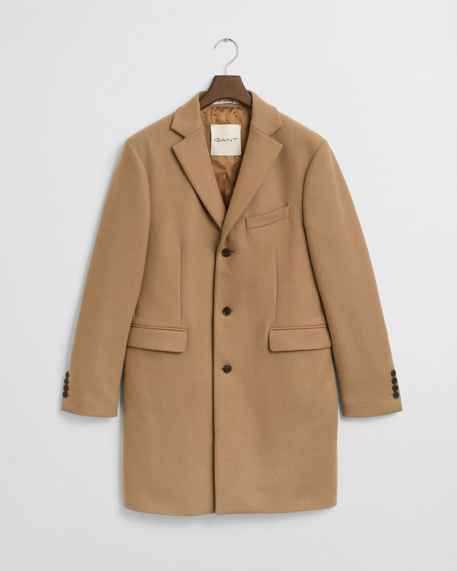 cappotto classico in lana - beige senape
