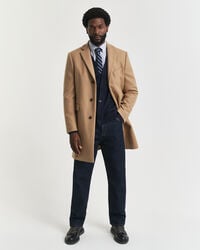 cappotto classico in lana - beige senape