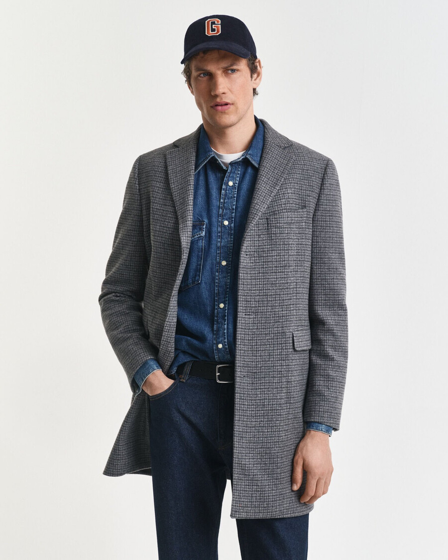 cappotto in lana bicolore - nero
