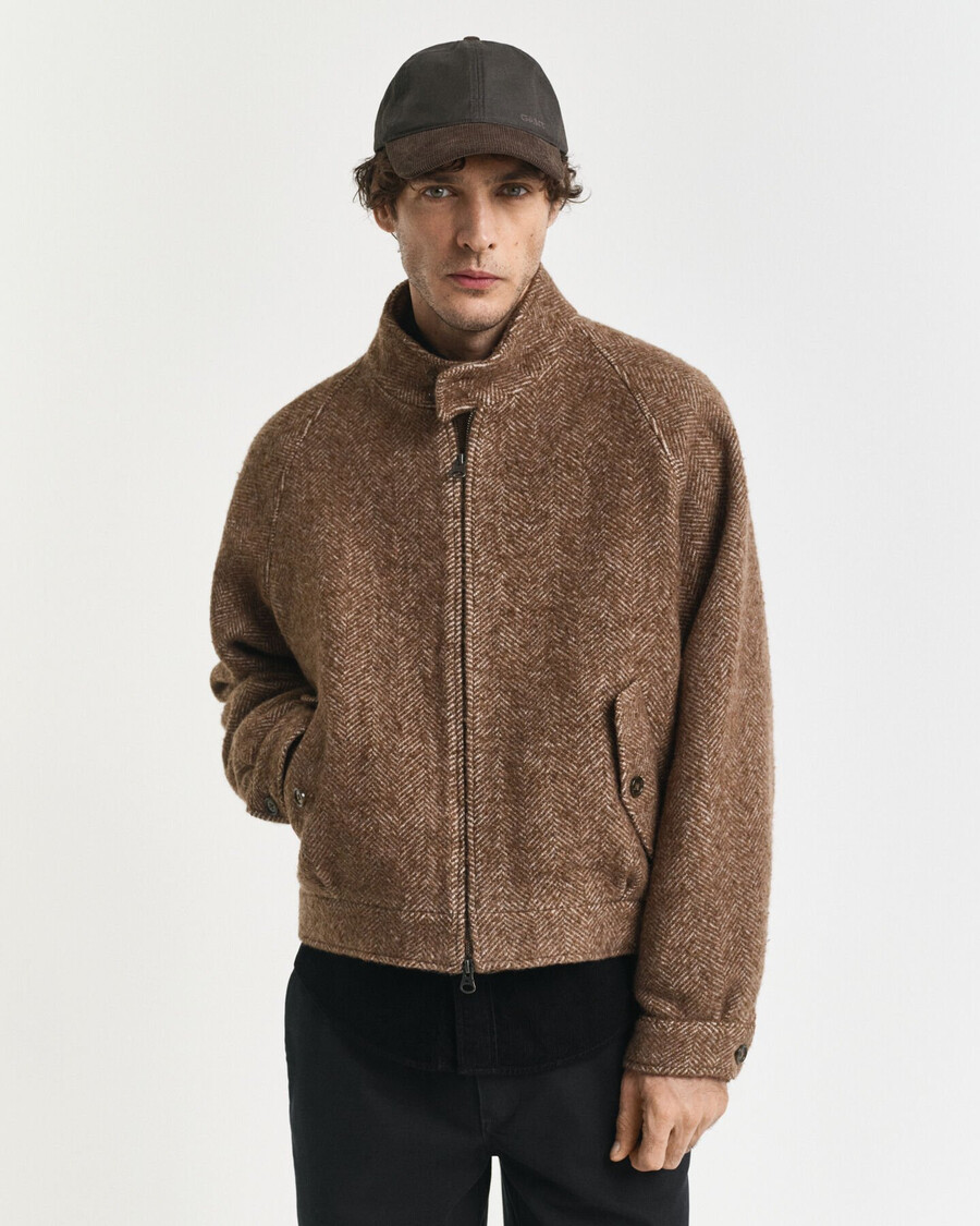 giacca harrington in lana - cachi caldo
