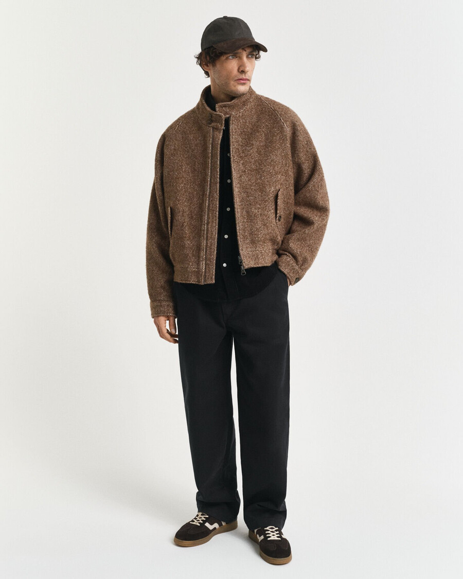 giacca harrington in lana - cachi caldo
