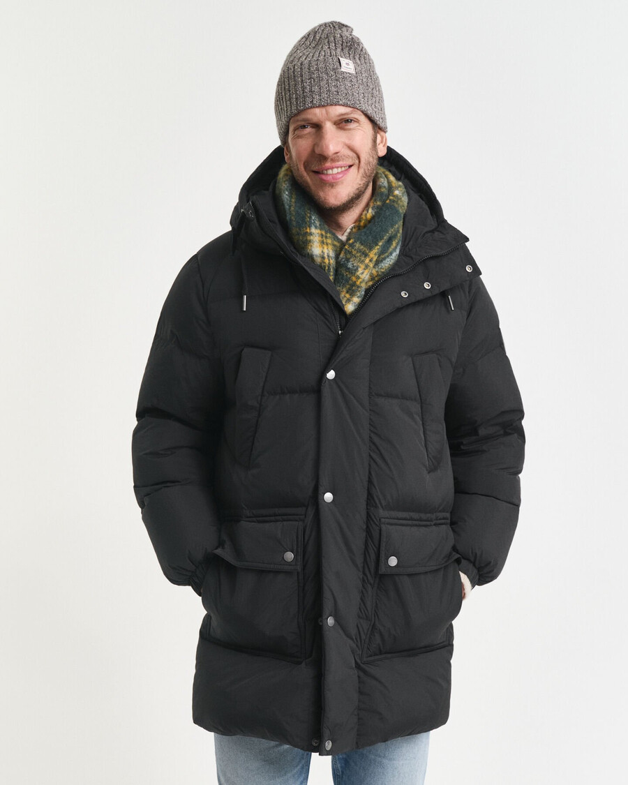 parka imbottito in piuma - nero