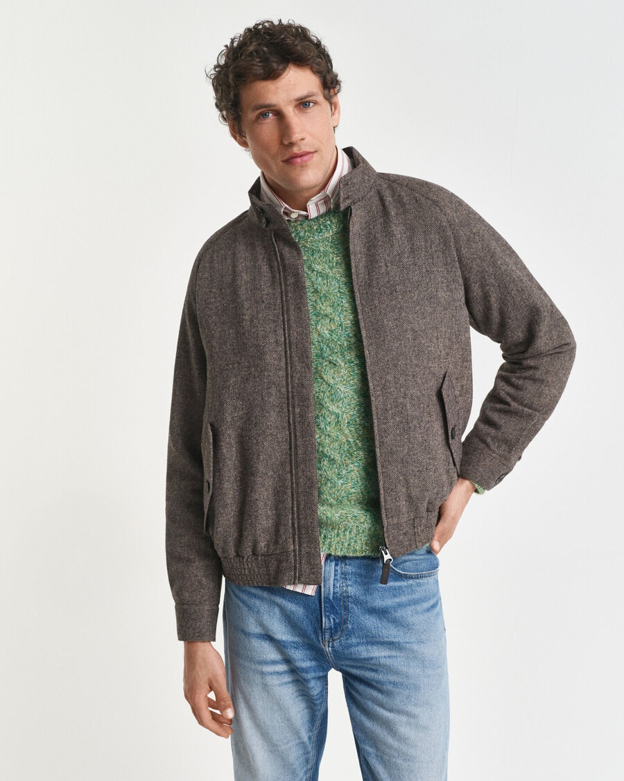 giacca harrington in misto lana - cachi caldo