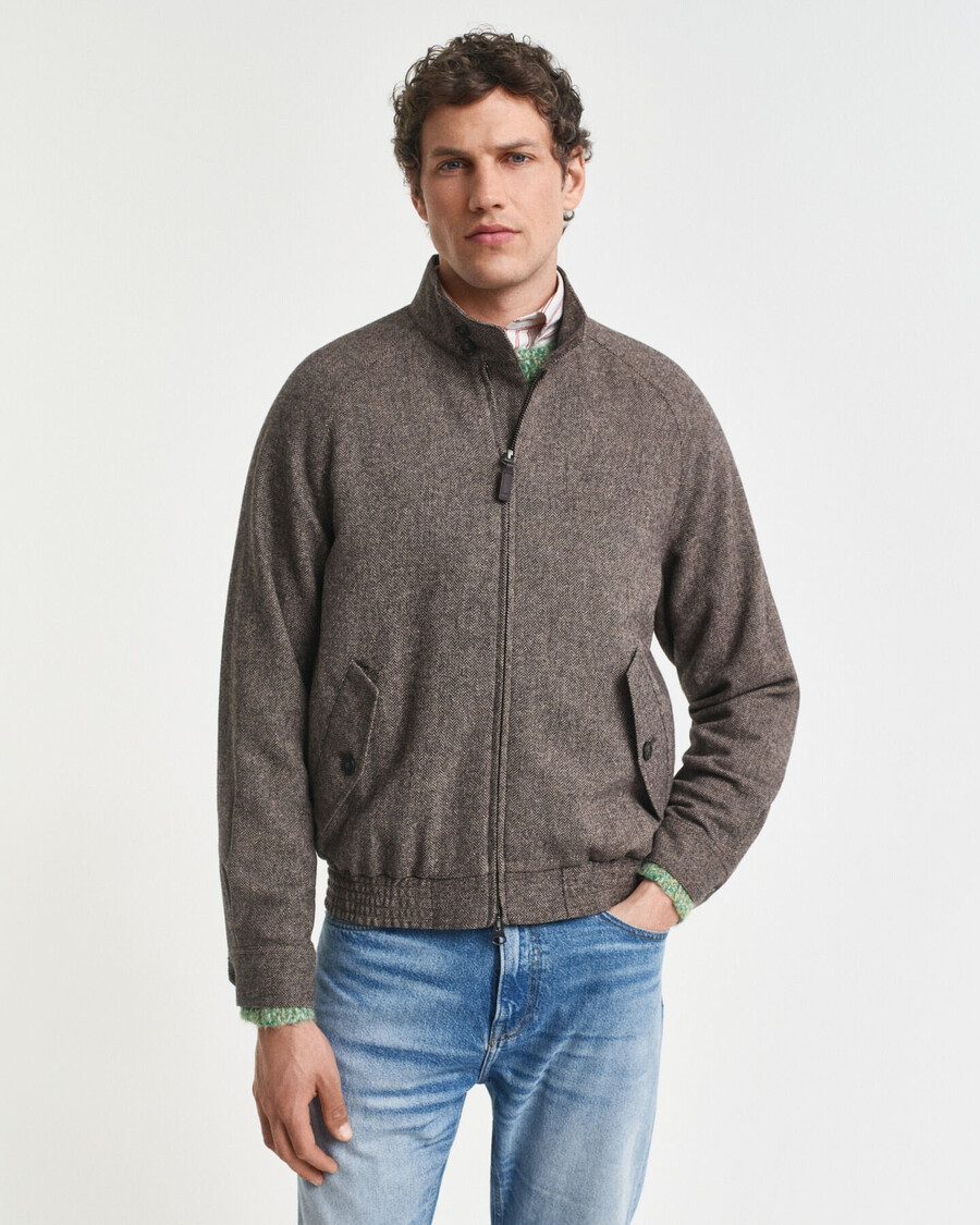 giacca harrington in misto lana - cachi caldo