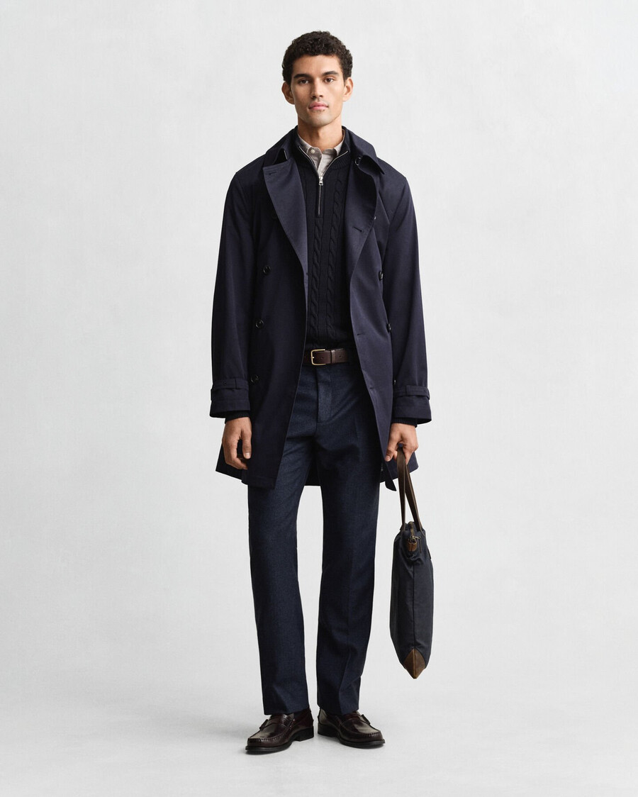 trench in misto cotone - blu sera