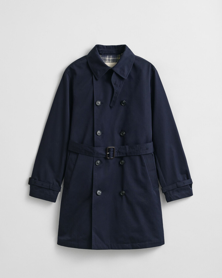 trench in misto cotone - blu sera