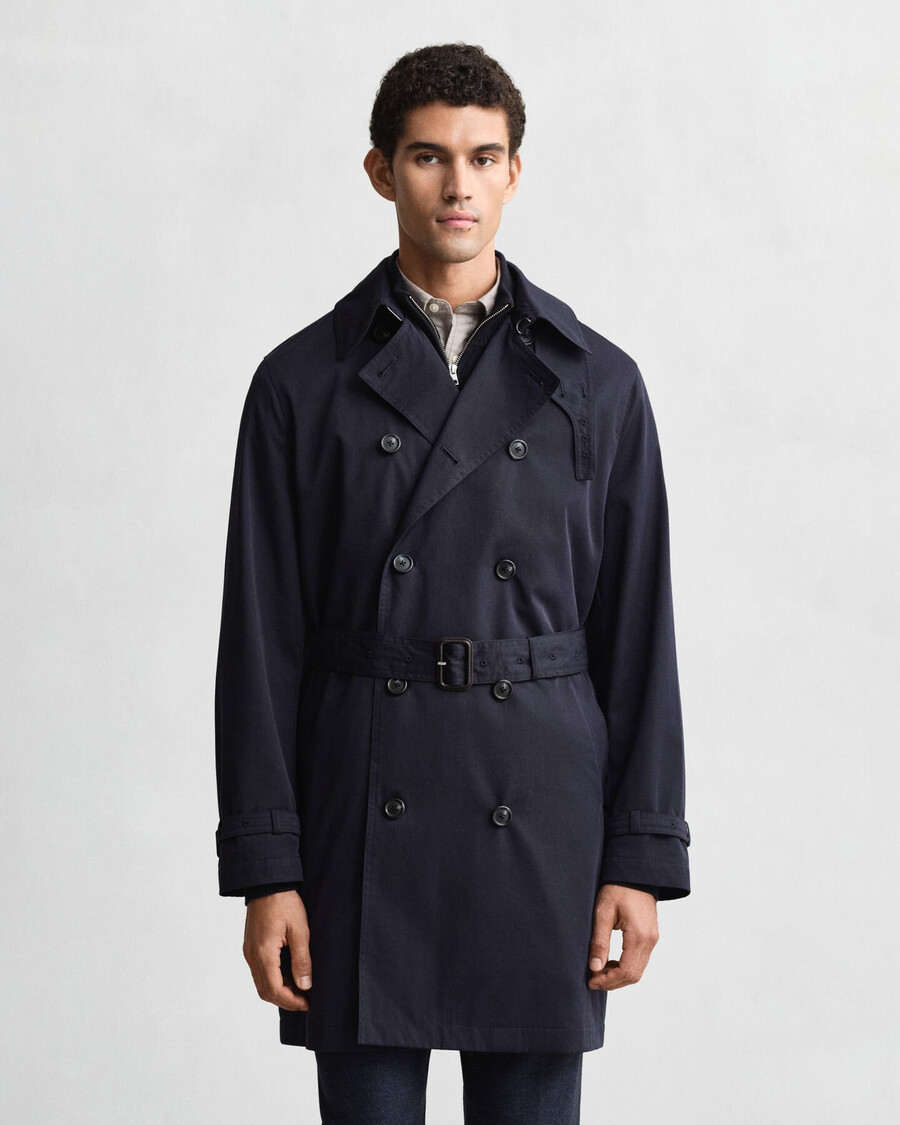 trench in misto cotone - blu sera