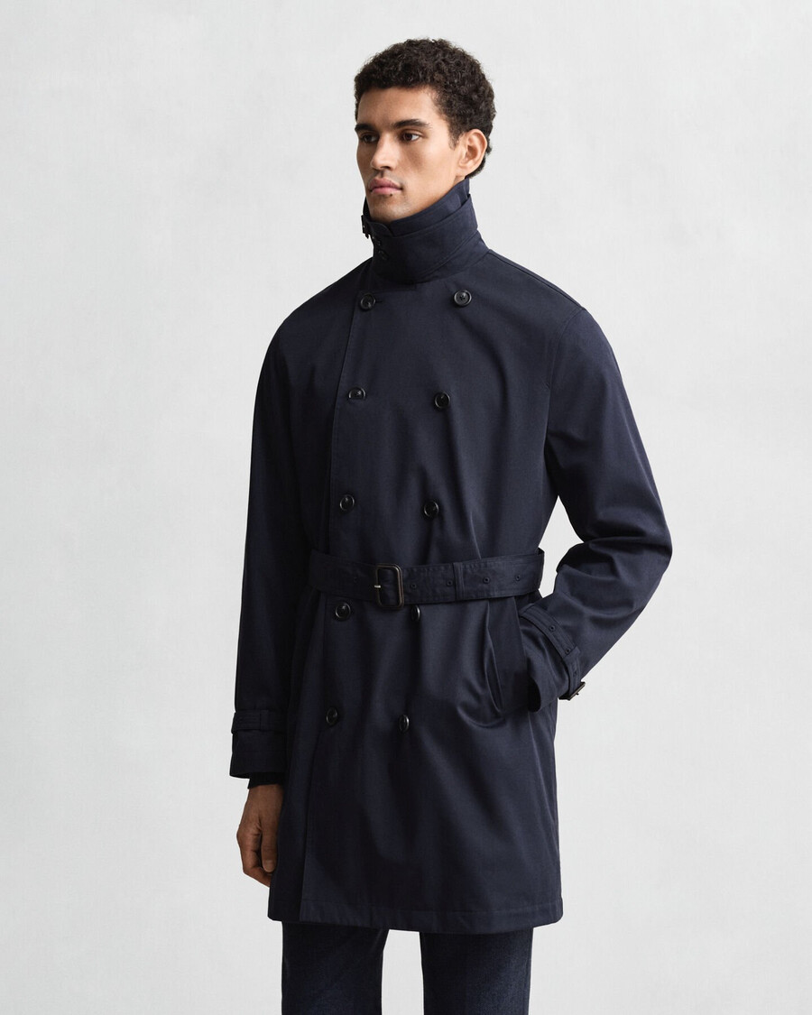 trench in misto cotone - blu sera