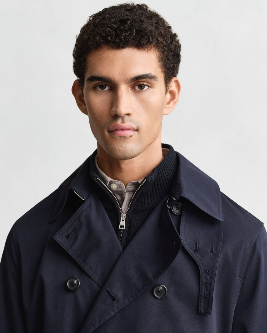 trench in misto cotone - blu sera