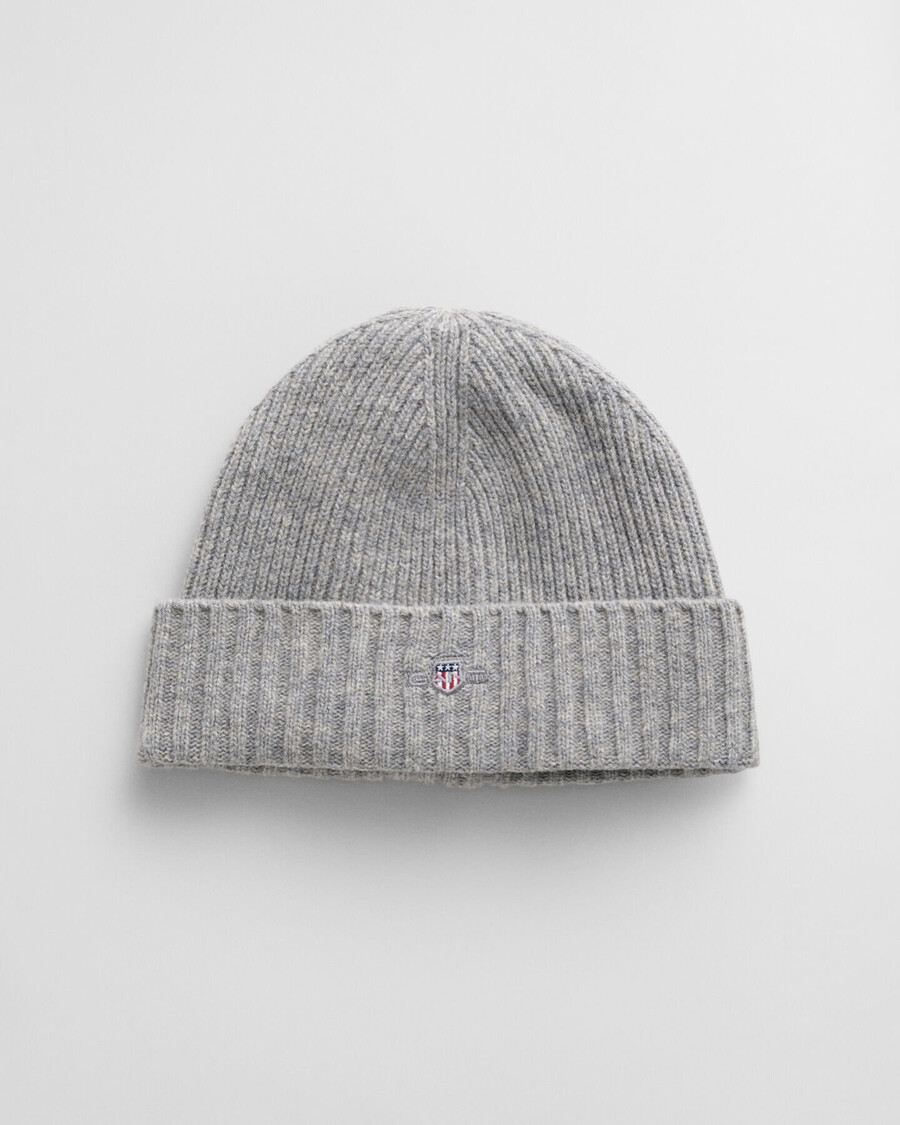 berretto in lana shield - grigio melange